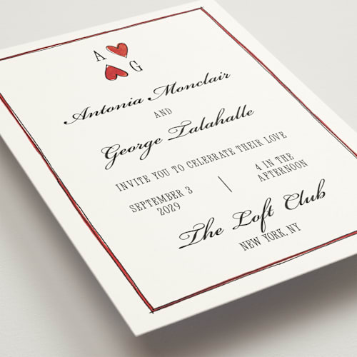 This is a lily wedding invitations with standard by Pati Cascino called two hearts printing on signature in standard