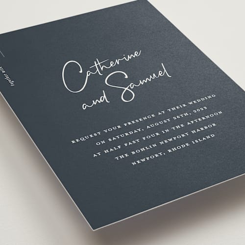 This is a marine wedding invitations with standard by Sandra Picco Design called proposal printing on signature in standard