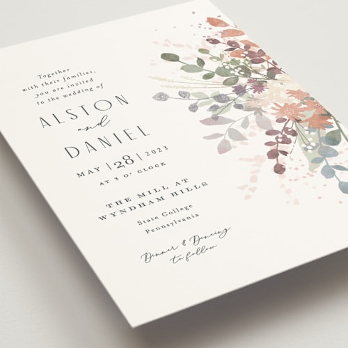 This is a water lily wedding invitations with standard by Jennifer Wick called golden hour printing on signature in standard