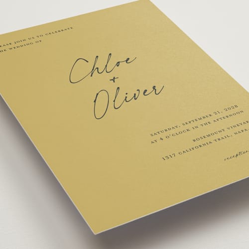 This is a champagne wedding invitations with standard by Pippa Shaw called modern classic printing on signature in standard