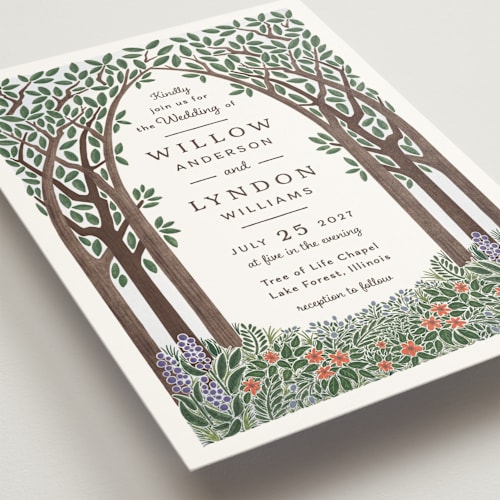 This is a forest wedding invitations with standard by Paper Sun Studio called nature's chapel printing on signature in standard