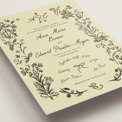 This is a oat wedding invitations with standard by Helena Vitto called love rests in a garden printing on signature in standard