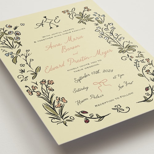 This is a rosebud wedding invitations with standard by Helena Vitto called love rests in a garden printing on signature in standard