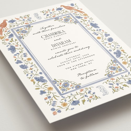 This is a provincial wedding invitations with standard by Jenna Holcomb called tapestry printing on signature in standard