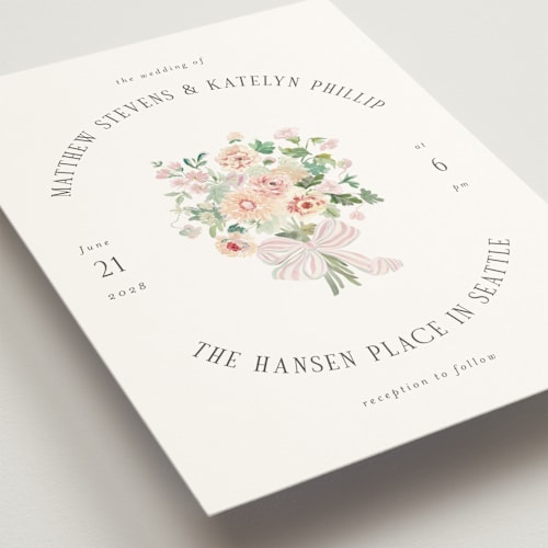 This is a peony wedding invitations with standard by Itsy Belle Studio called ruban en fleur printing on signature in standard