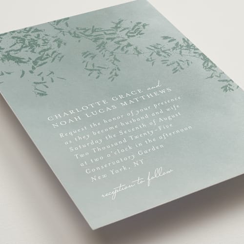 This is a mist wedding invitations with standard by Design Lotus called cascading vine printing on signature in standard