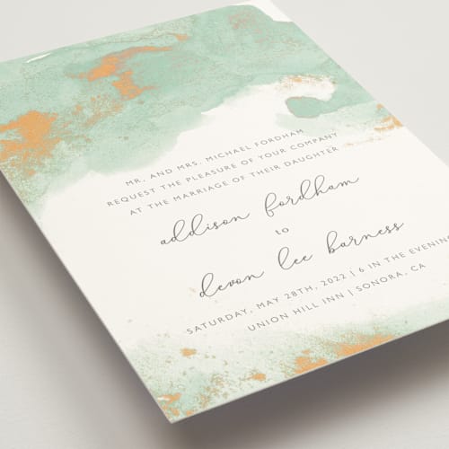 This is a aquamarine wedding invitations with standard by Helen Halik called my tenderness printing on signature in standard