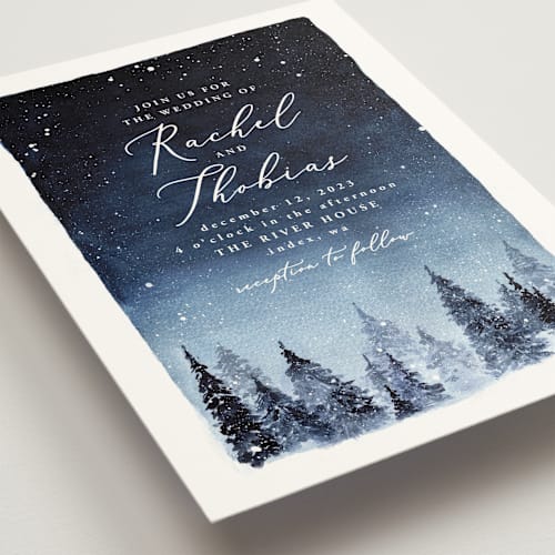 This is a celestial wedding invitations with standard by Anastasia Makarova called let it snow printing on signature in standard