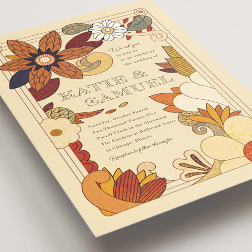 This is a umber wedding invitations with standard by Morgan Ramberg called nouveau love printing on signature in standard