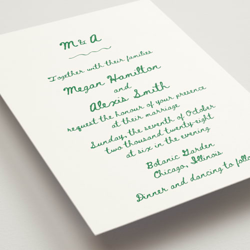 This is a meadow wedding invitations with standard by Cass Loh called simple monogram printing on signature in standard