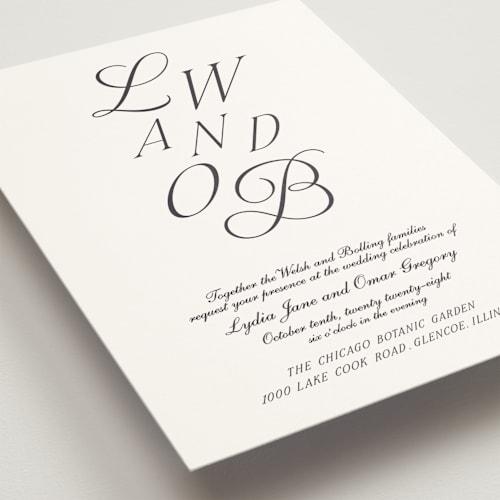 This is a linen wedding invitations with standard by Baumbirdy called luxe printing on signature in standard