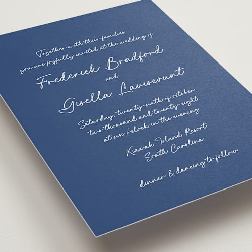 This is a santorini wedding invitations with standard by chocomocacino called strazzate printing on signature in standard