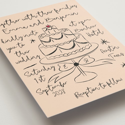 This is a bellini wedding invitations with standard by Helena Vitto called modern love printing on signature in standard