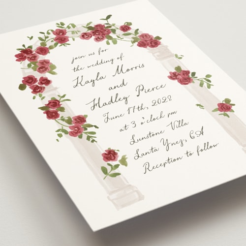 This is a merlot wedding invitations with standard by Everett Paper Goods called villa printing on signature in standard