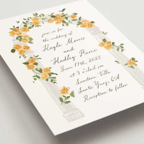 This is a limoncello wedding invitations with standard by Everett Paper Goods called villa printing on signature in standard