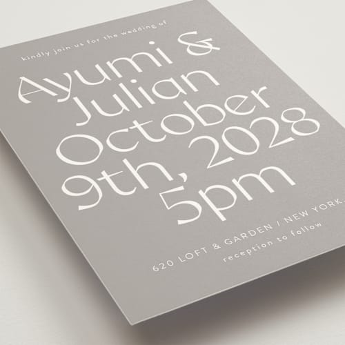 This is a ash wedding invitations with standard by Melanie Kosuge called ayumi printing on signature in standard