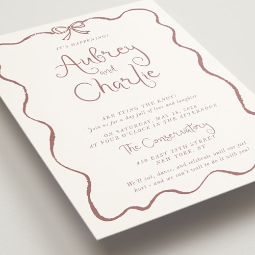This is a dusty rose wedding invitations with standard by Cass Loh called quirky fun printing on signature in standard