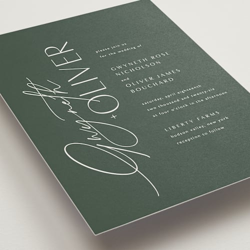 This is a forest wedding invitations with standard by Kelly Schmidt called flip printing on signature in standard
