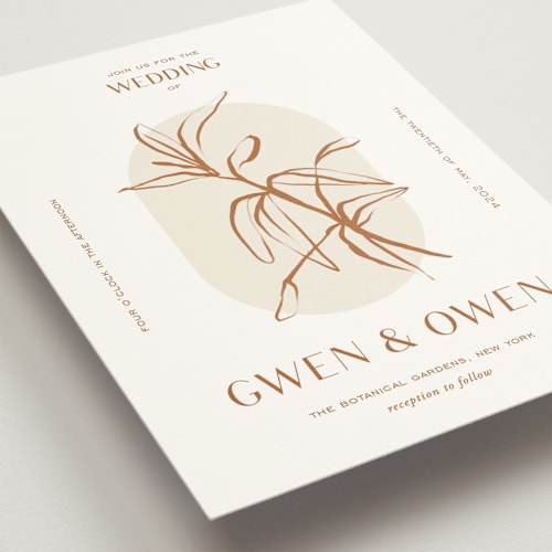 This is a terracotta wedding invitations with standard by Pati Cascino called ovalon printing on signature in standard