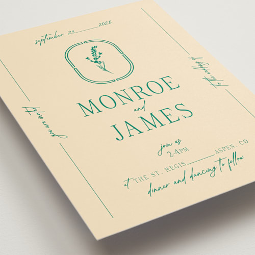This is a emerald wedding invitations with standard by Jen Ramsey called classic and floral printing on signature in standard