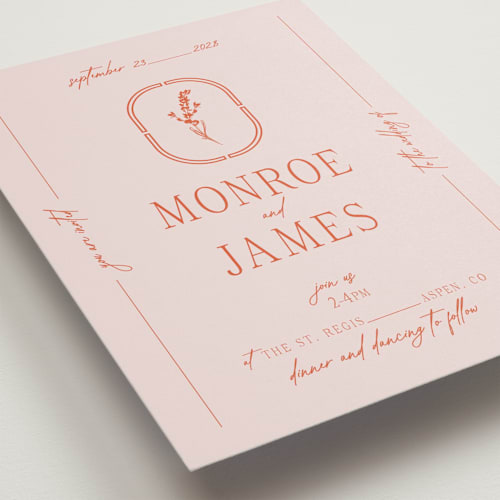 This is a sunset wedding invitations with standard by Jen Ramsey called classic and floral printing on signature in standard