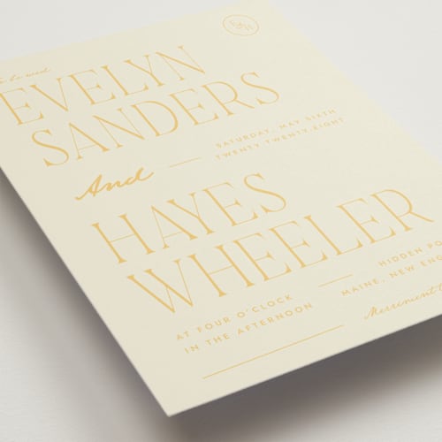 This is a lemon wedding invitations with standard by Blustery August called hayes printing on signature in standard
