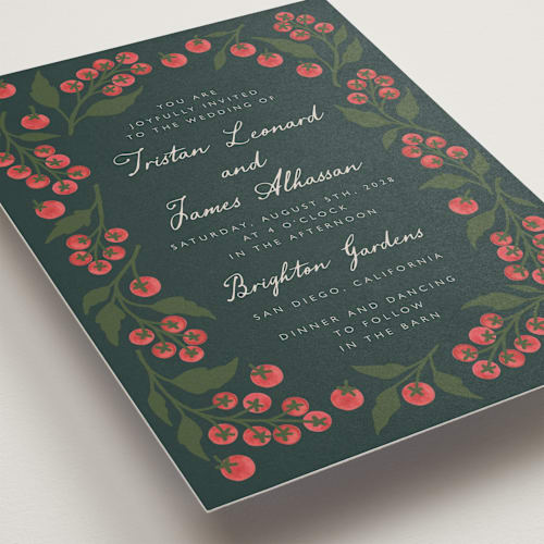 This is a spruce wedding invitations with standard by Katharine Watson called cherry tomatoes printing on signature in standard