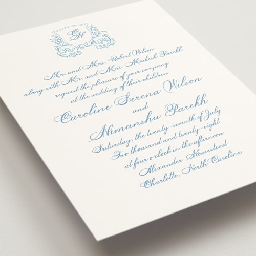 This is a capri wedding invitations with standard by Creo Study called royalty printing on signature in standard