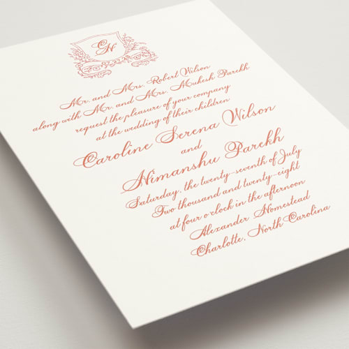 This is a sunset wedding invitations with standard by Creo Study called royalty printing on signature in standard