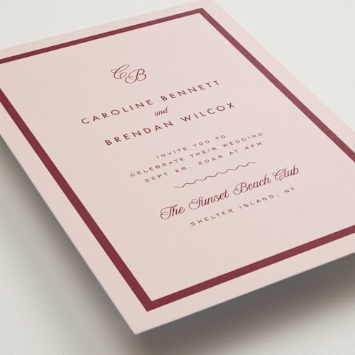 This is a sunset wedding invitations with standard by Kelly Schmidt called coast printing on signature in standard