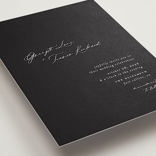 This is a tuxedo wedding invitations with standard by Carolyn Nicks called kinkaid printing on signature in standard