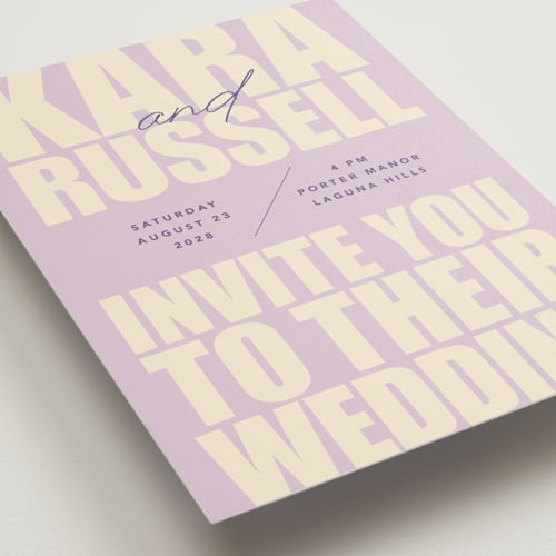 This is a iris wedding invitations with standard by Stacey Day called typographical poster printing on signature in standard