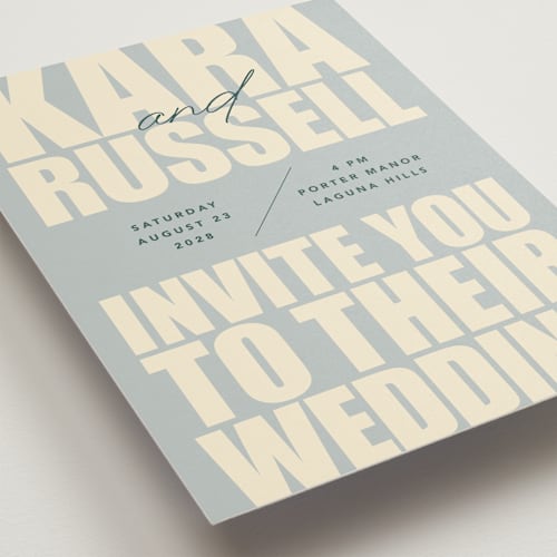 This is a dew wedding invitations with standard by Stacey Day called typographical poster printing on signature in standard