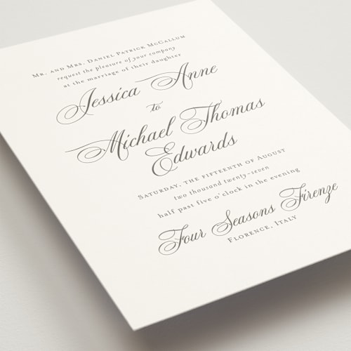 This is a natural wedding invitations with standard by Jennifer Postorino called empire printing on signature in standard