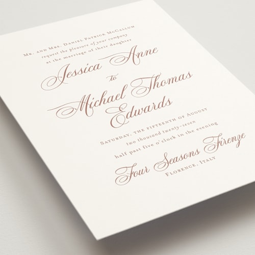 This is a antique rose wedding invitations with standard by Jennifer Postorino called empire printing on signature in standard