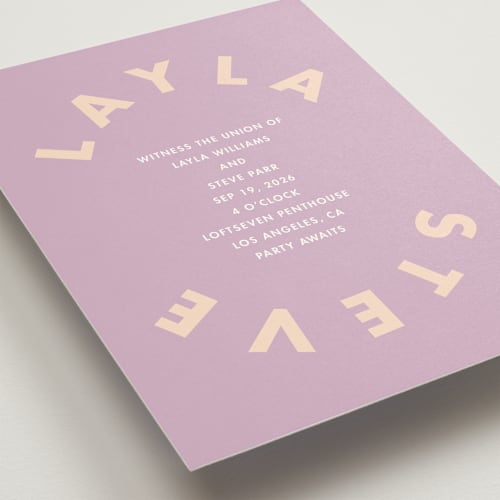 This is a wisteria wedding invitations with standard by Catherine Culvenor called bubblegum printing on signature in standard