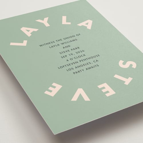 This is a eucalyptus wedding invitations with standard by Catherine Culvenor called bubblegum printing on signature in standard