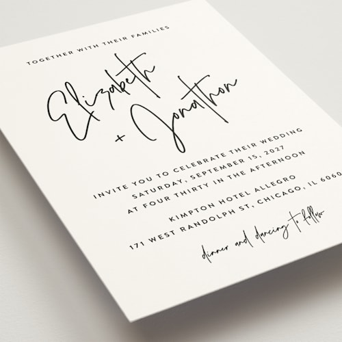 This is a snow wedding invitations with standard by JoAnn Jinks called marked printing on signature in standard
