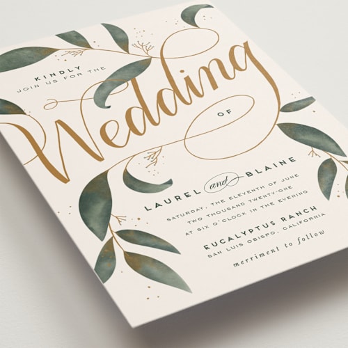 This is a leaf wedding invitations with standard by Leah Bisch called love grows printing on signature in standard