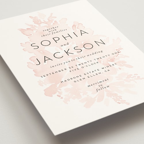 This is a blush wedding invitations with standard by Petra Kern called ethereal bouquet printing on signature in standard
