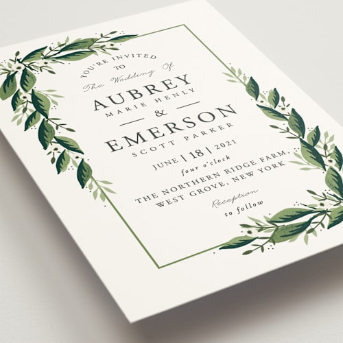This is a forest wedding invitations with standard by Oma N. Ramkhelawan called paradise printing on signature in standard