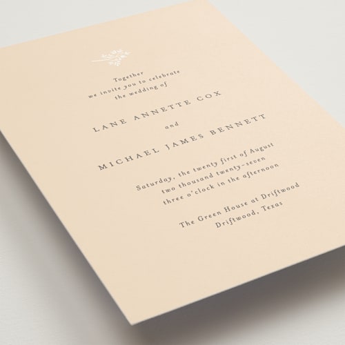 This is a blush wedding invitations with standard by Design Lotus called sense and sensibility printing on signature in standard