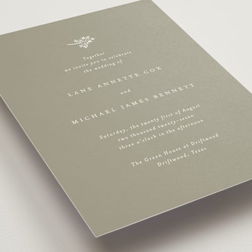 This is a sage wedding invitations with standard by Design Lotus called sense and sensibility printing on signature in standard