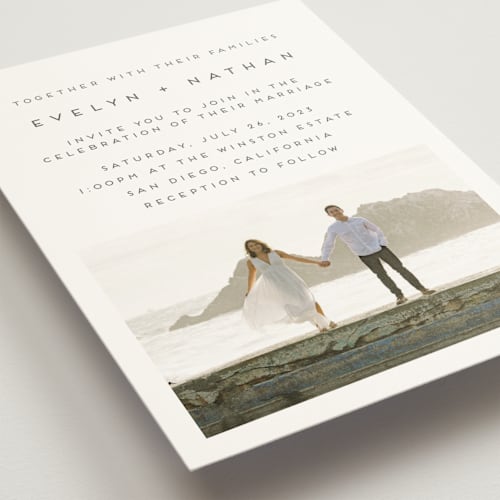 This is a porcelain wedding invitations with standard by Nicole Walsh called grounded in love printing on signature in standard