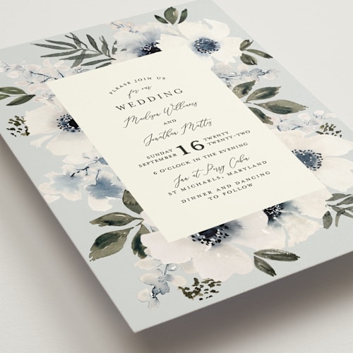 This is a marine wedding invitations with standard by Chris Griffith called nantucket romance printing on signature in standard