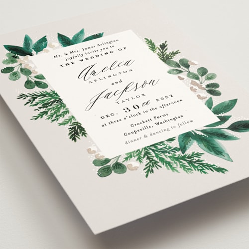 This is a mist wedding invitations with standard by Alethea and Ruth called winter bouquet printing on signature in standard