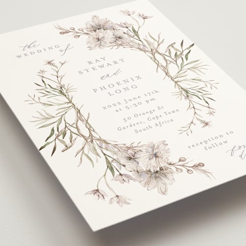 This is a fig wedding invitations with standard by Phrosné Barwood called ring box printing on signature in standard