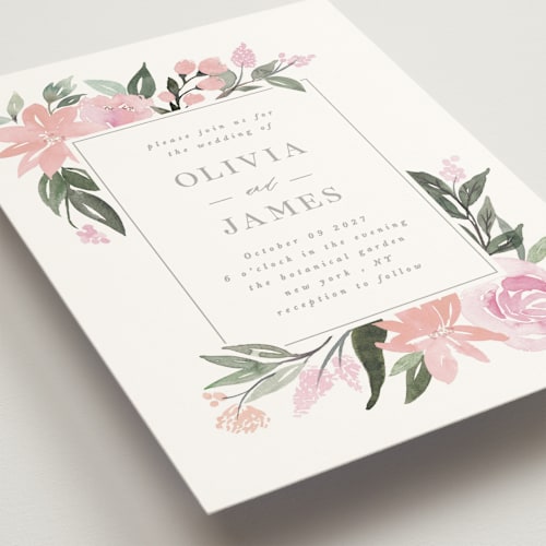 This is a petal wedding invitations with standard by Creo Study called garden stroll printing on signature in standard