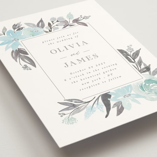 This is a ice wedding invitations with standard by Creo Study called garden stroll printing on signature in standard