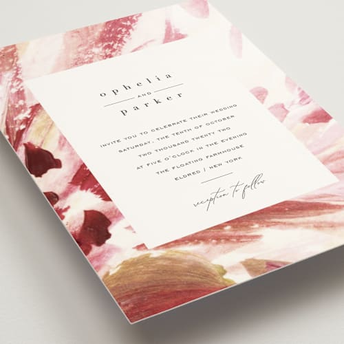 This is a petal wedding invitations with standard by Robin Ott called pollen printing on signature in standard